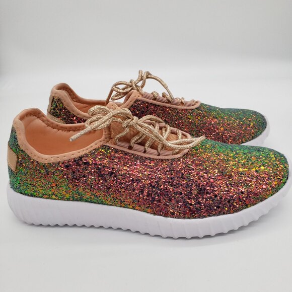 Forever Link Remy 18 Women’s 8 Holographic Glitter Sneakers Lightweight Sparkle - Picture 2 of 7